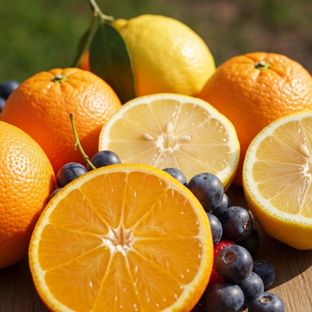 Citrus fruits and berries rich in vitamin C